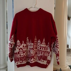 Urban Skyline Red and White Crewneck Sweater